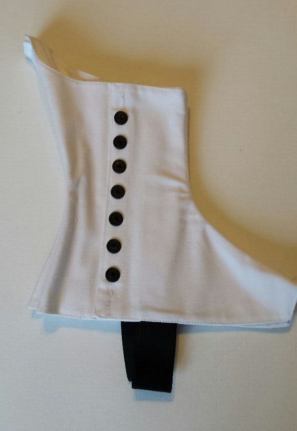 White Spats, Black Buttons, Size 6 - Click Image to Close