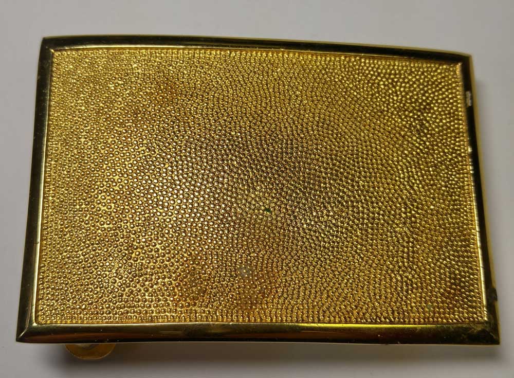 Buckle: Plate, Mil. Pebble Gold, 1-3/4" - Click Image to Close