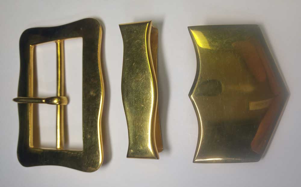 Buckle Set: X-Belt, Dragoon, Gold, 2-3/4" - Click Image to Close