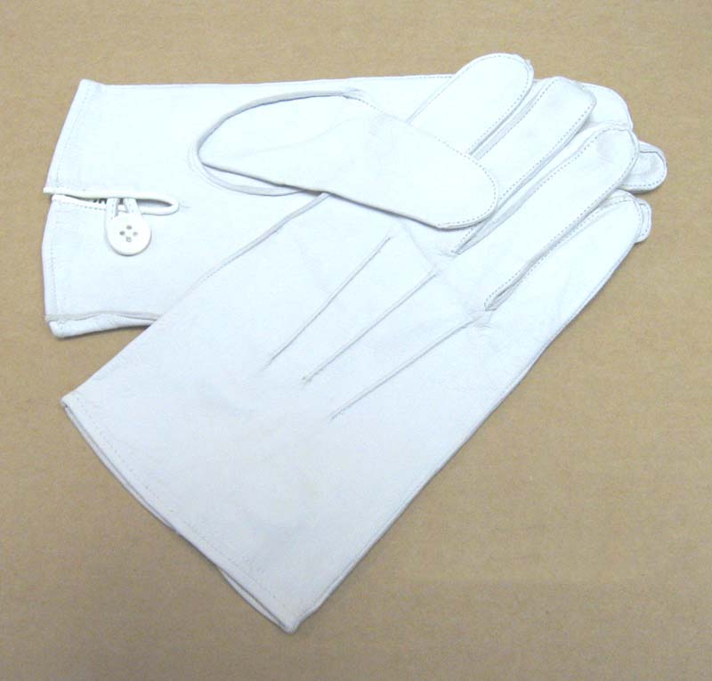 Genuine Leather Gloves, Officers, White