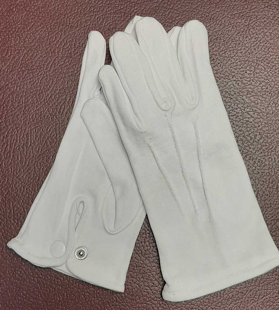 Gloves: Nylon White Dress, Button Clasps, One Size Fits All