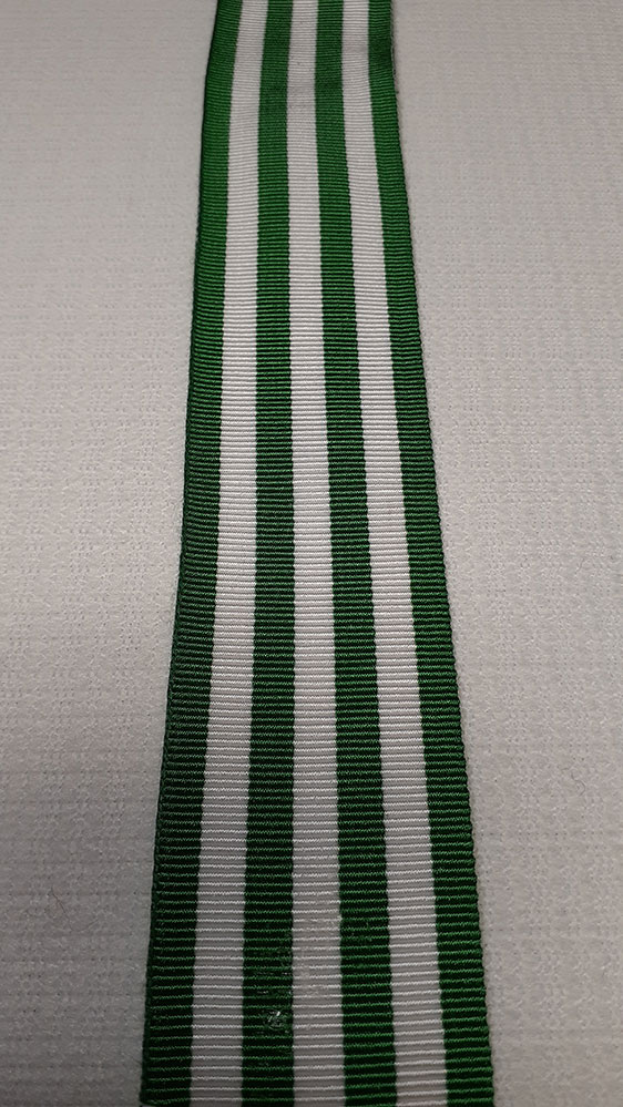 Ribbon: Green with White Stripes, 38mm (1-1/2")