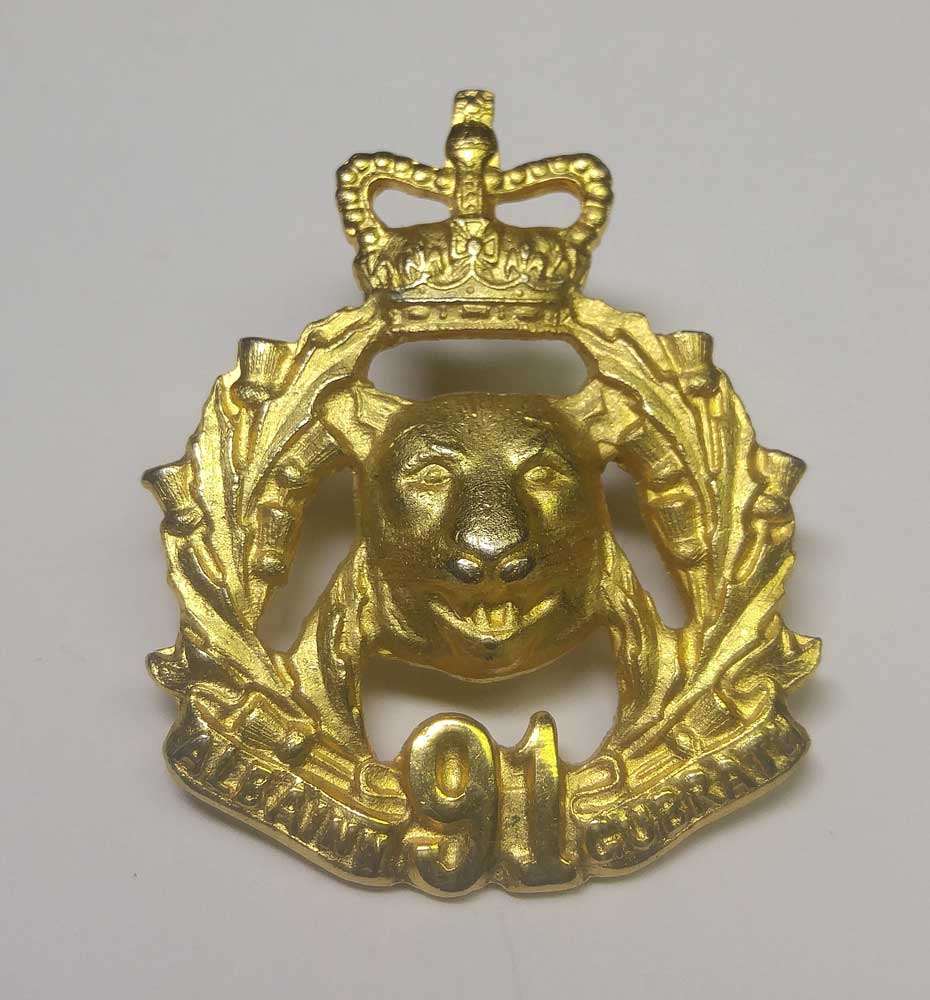 Badge: Argyll &Sutherland, "91st" Mini Bonnet Badge - Click Image to Close