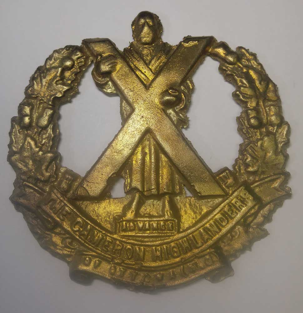 Plate: Cameron Highlanders of Ottawa, Brass Crest, Lg